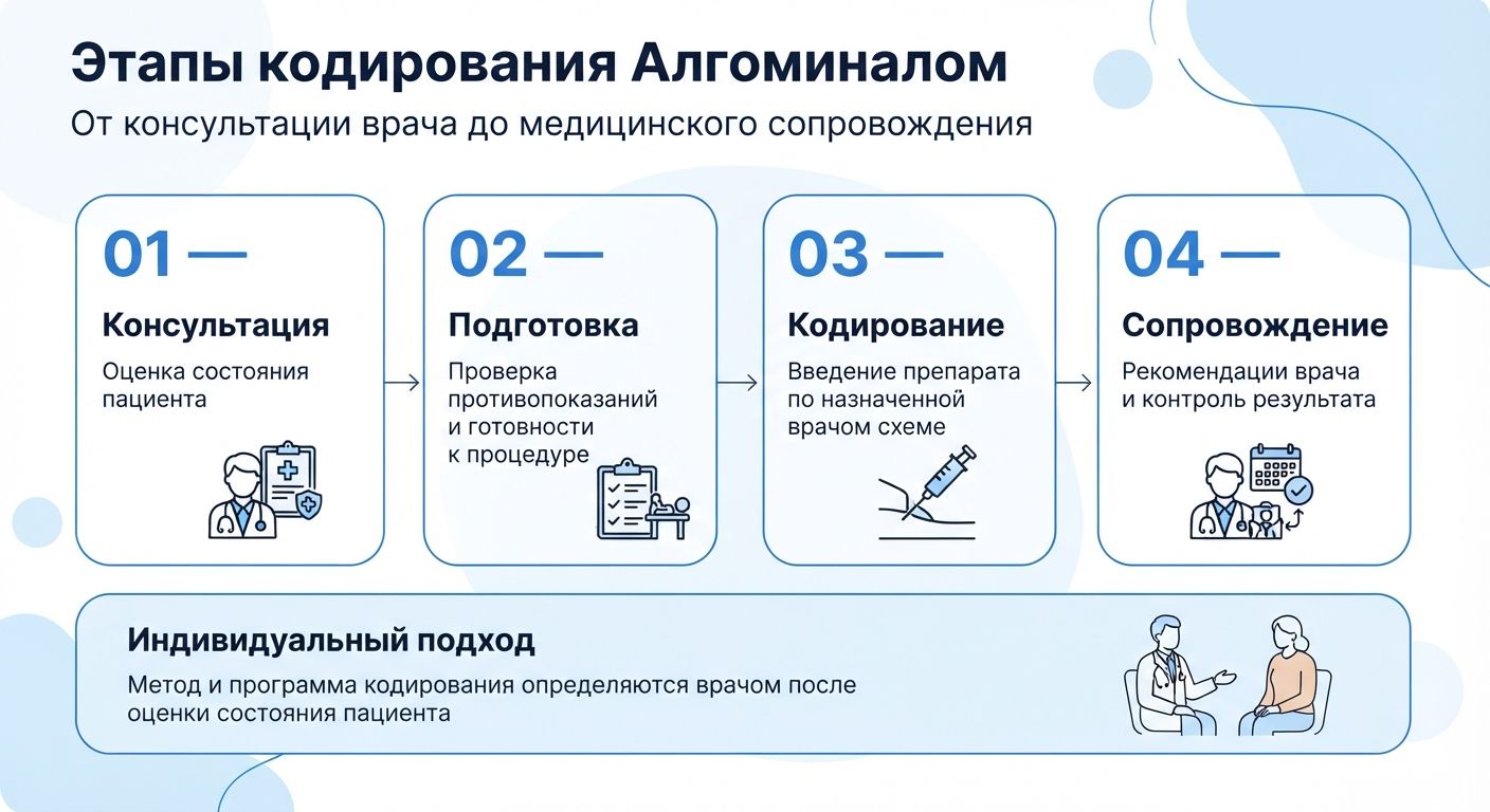 Кодирование препаратом «Алгоминал» в Белово инфографика